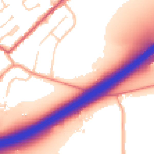 Daytime road noise heatmap for GU20 6AS