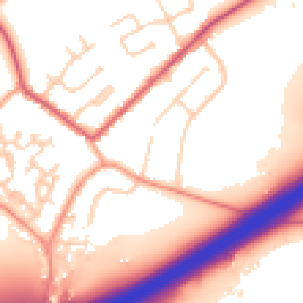 Daytime road noise heatmap for GU20 6AW