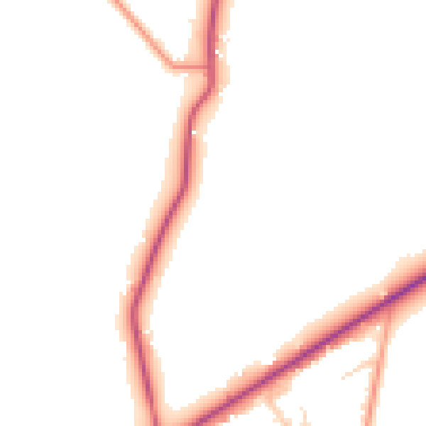 Daytime road noise heatmap for GU20 6BE
