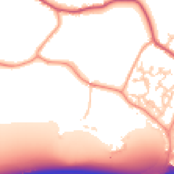 Daytime road noise heatmap for GU20 6BN