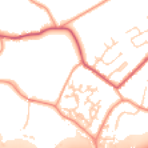 Daytime road noise heatmap for GU20 6BP