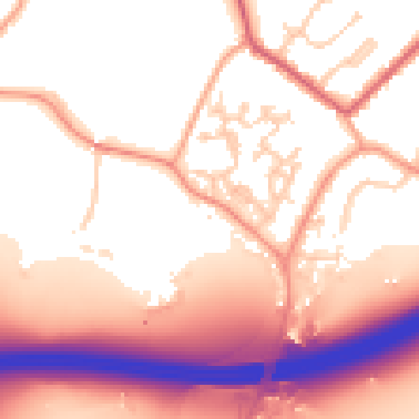 Daytime road noise heatmap for GU20 6BS