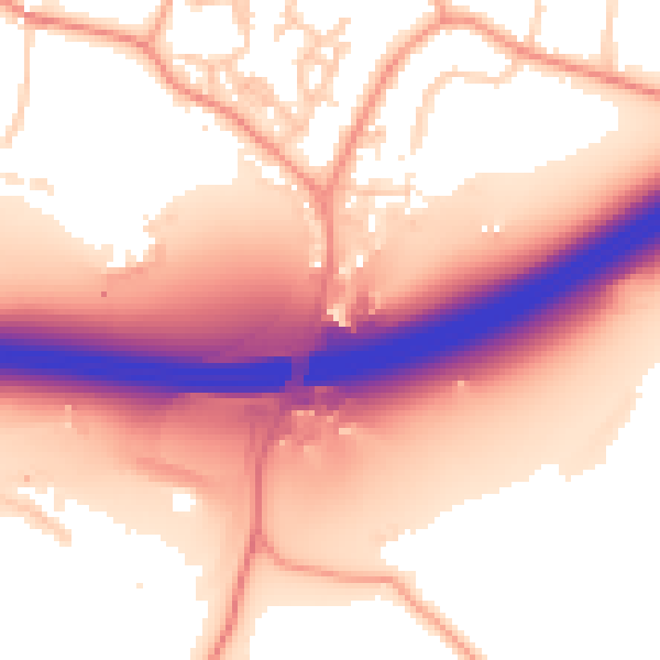 Daytime road noise heatmap for GU20 6BY