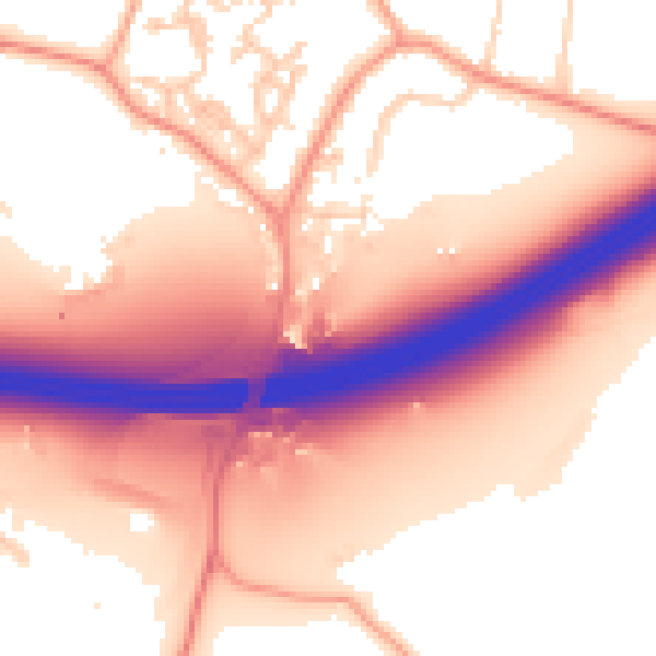 Daytime road noise heatmap for GU20 6BZ