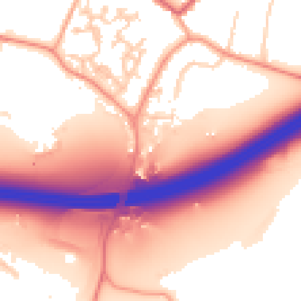 Daytime road noise heatmap for GU20 6DA