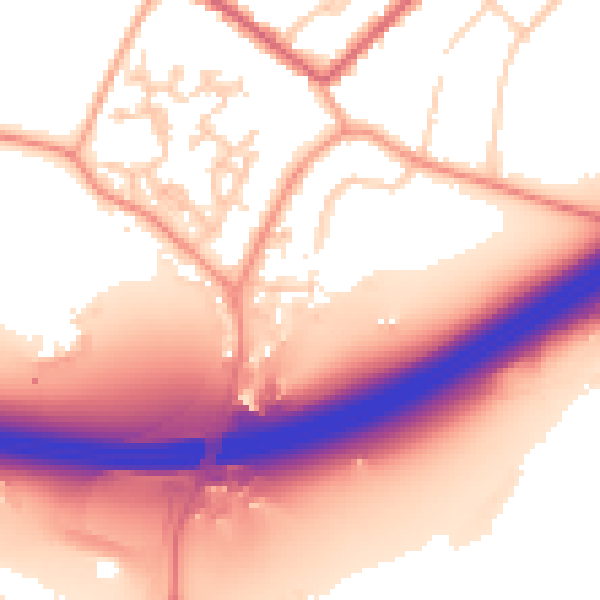 Daytime road noise heatmap for GU20 6DB