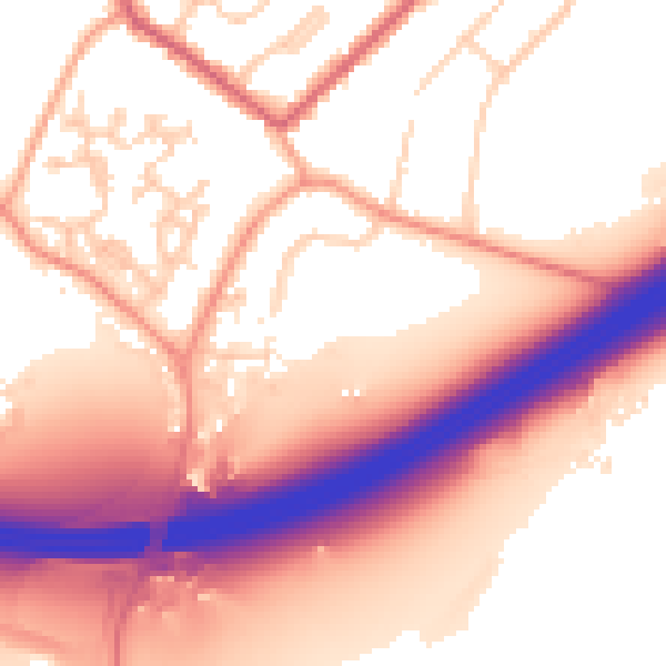 Daytime road noise heatmap for GU20 6DE