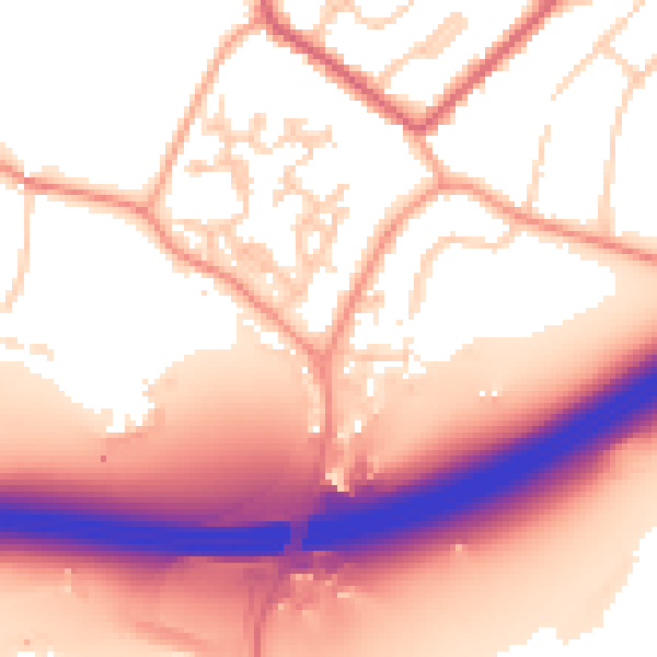 Daytime road noise heatmap for GU20 6DF
