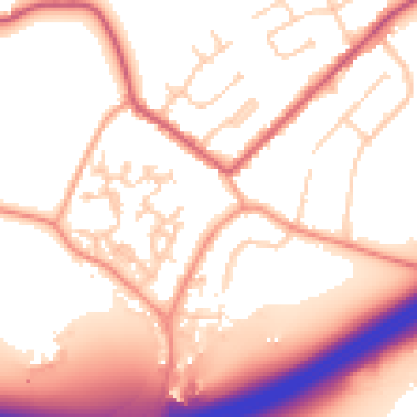 Daytime road noise heatmap for GU20 6DJ