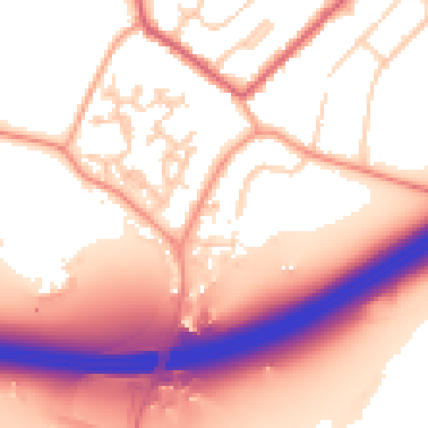 Daytime road noise heatmap for GU20 6DN
