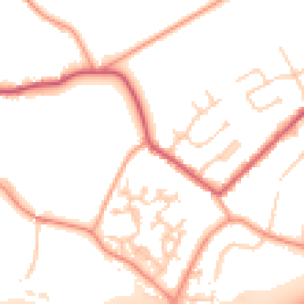Daytime road noise heatmap for GU20 6DS