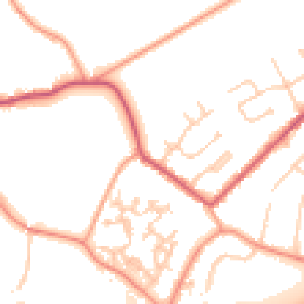 Daytime road noise heatmap for GU20 6DT
