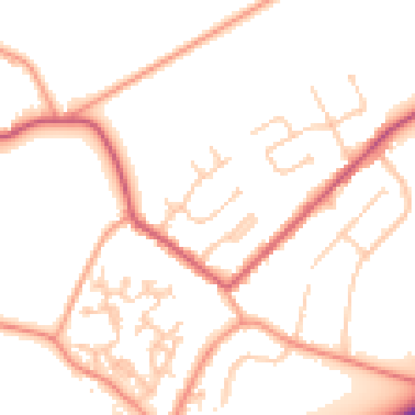 Daytime road noise heatmap for GU20 6DU