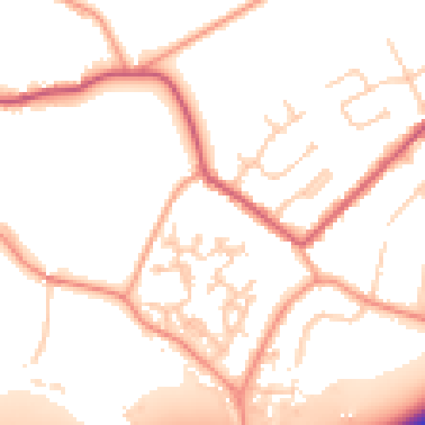 Daytime road noise heatmap for GU20 6DW