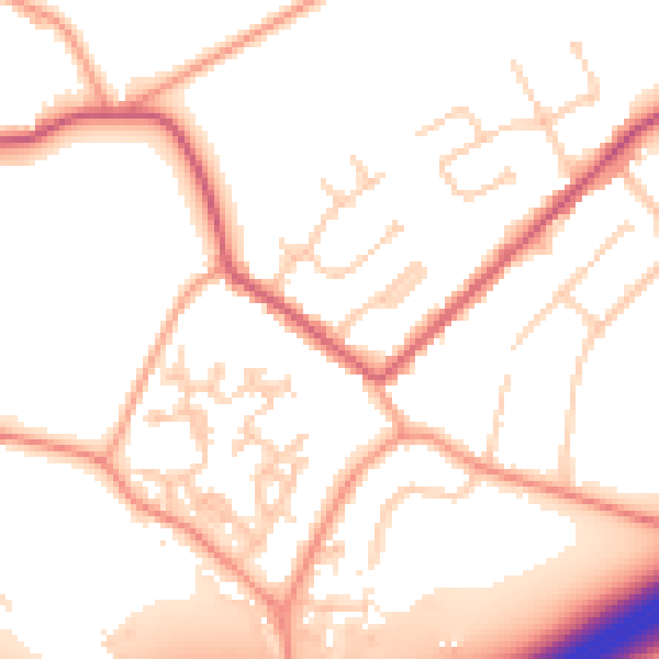 Daytime road noise heatmap for GU20 6DX