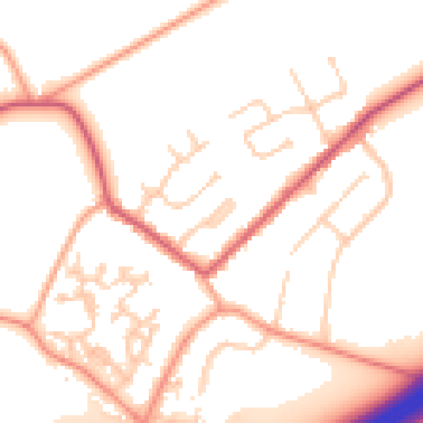 Daytime road noise heatmap for GU20 6DY