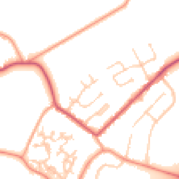 Daytime road noise heatmap for GU20 6EA