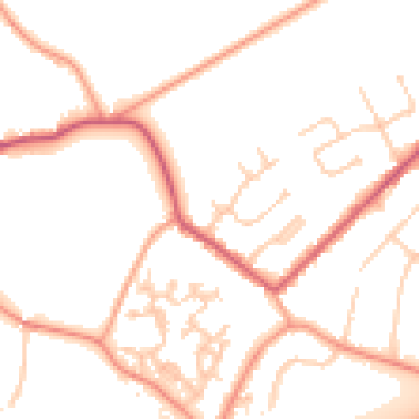 Daytime road noise heatmap for GU20 6EB
