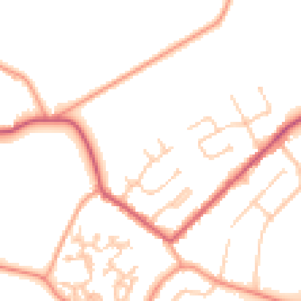 Daytime road noise heatmap for GU20 6ED