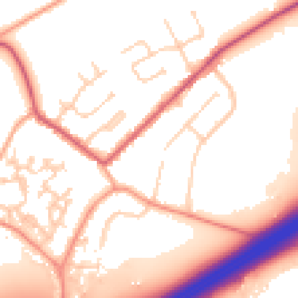 Daytime road noise heatmap for GU20 6EX