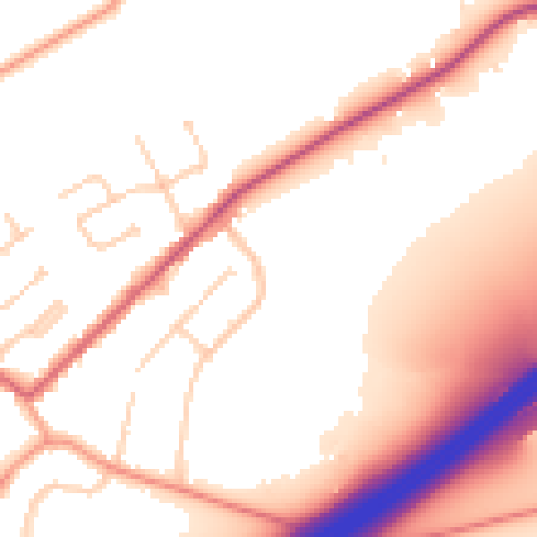 Daytime road noise heatmap for GU20 6JA