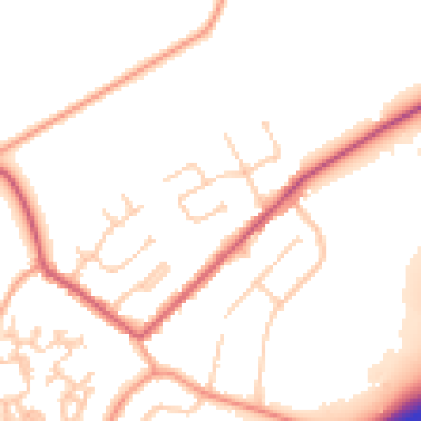 Daytime road noise heatmap for GU20 6JJ