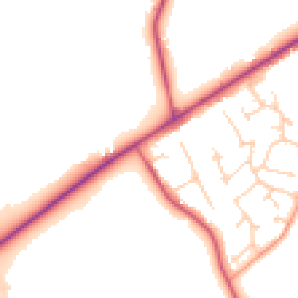 Daytime road noise heatmap for GU20 6PR