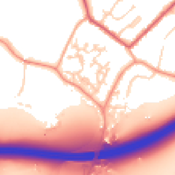 Daytime road noise heatmap for GU20 6QA