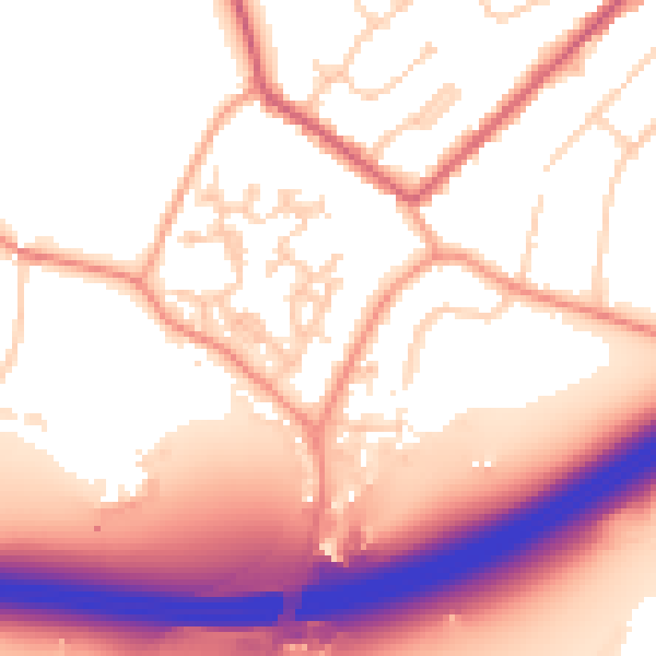 Daytime road noise heatmap for GU20 6QE