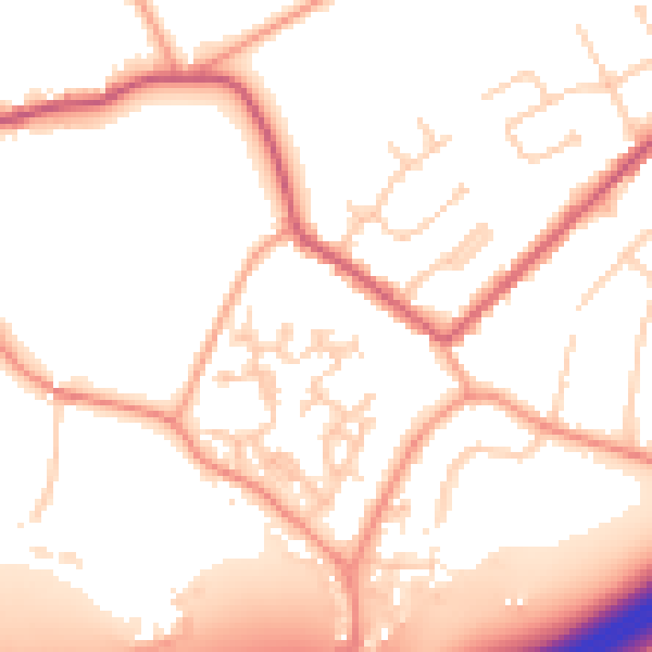 Daytime road noise heatmap for GU20 6QJ