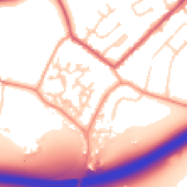 Daytime road noise heatmap for GU20 6QN