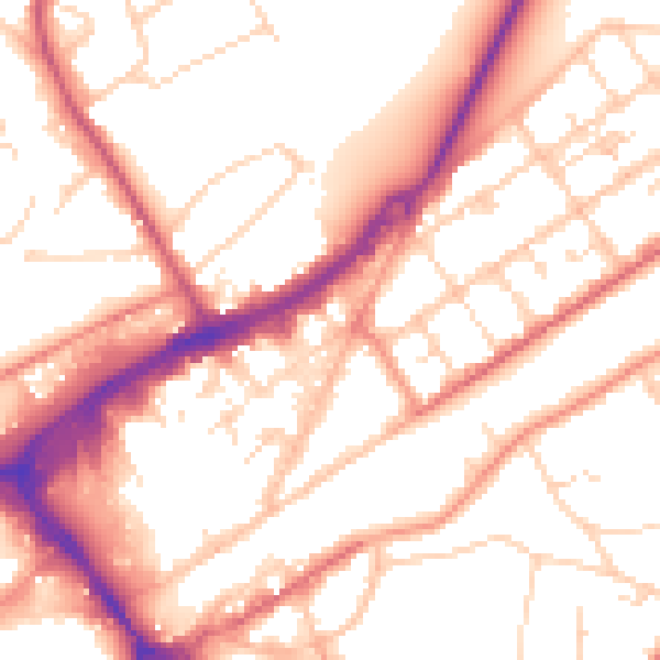 Daytime road noise heatmap for GU21 6AG