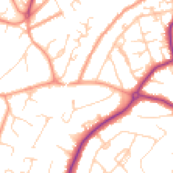 Daytime road noise heatmap for GU22 0AA