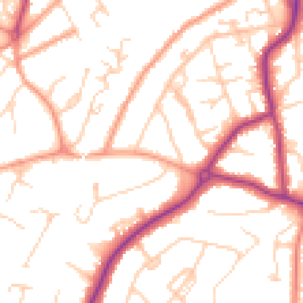Daytime road noise heatmap for GU22 0AB