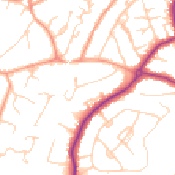 Daytime road noise heatmap for GU22 0AE