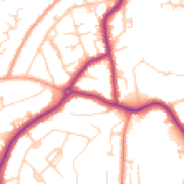 Daytime road noise heatmap for GU22 0AH