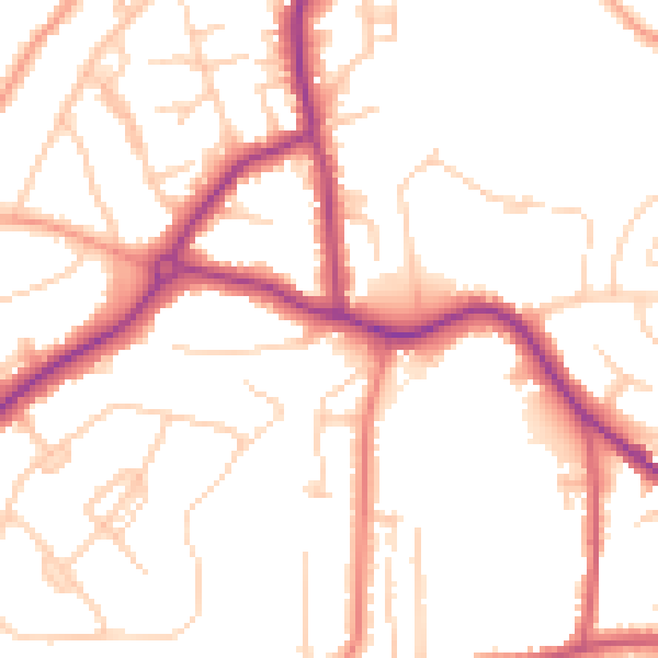Daytime road noise heatmap for GU22 0AL