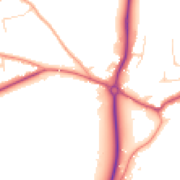 Daytime road noise heatmap for GU22 0AN