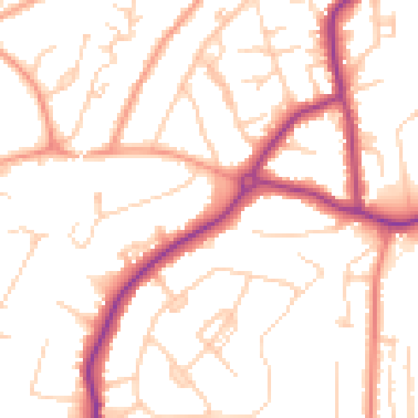 Daytime road noise heatmap for GU22 0AS