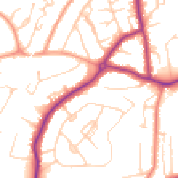 Daytime road noise heatmap for GU22 0AU