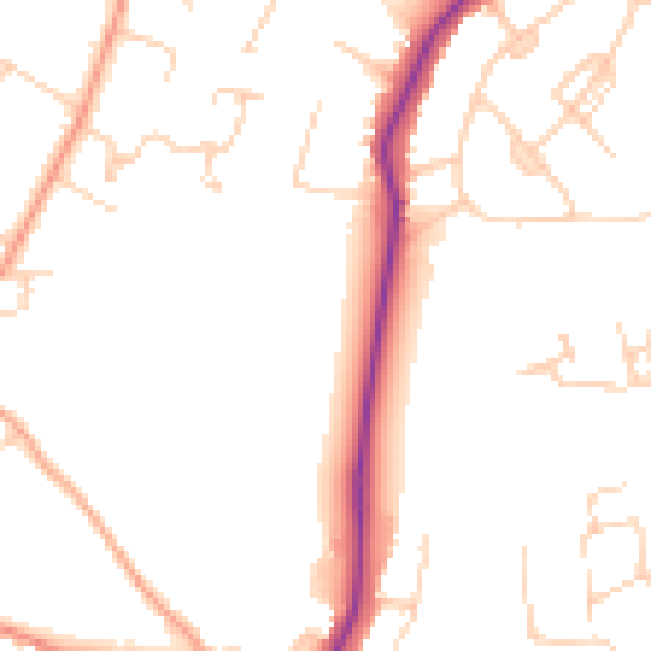 Daytime road noise heatmap for GU22 0AW