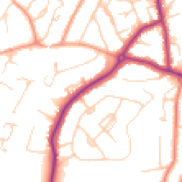Daytime road noise heatmap for GU22 0AX
