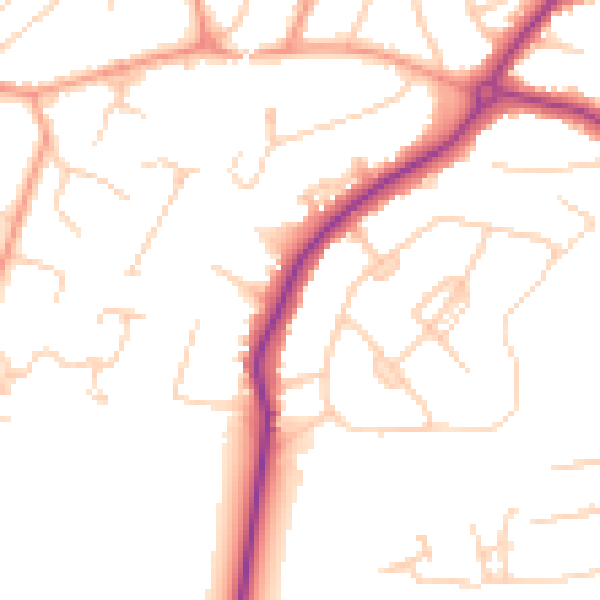 Daytime road noise heatmap for GU22 0AY