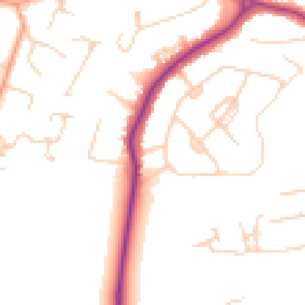 Daytime road noise heatmap for GU22 0AZ