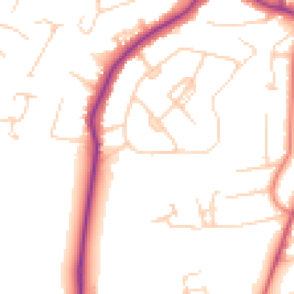 Daytime road noise heatmap for GU22 0BA