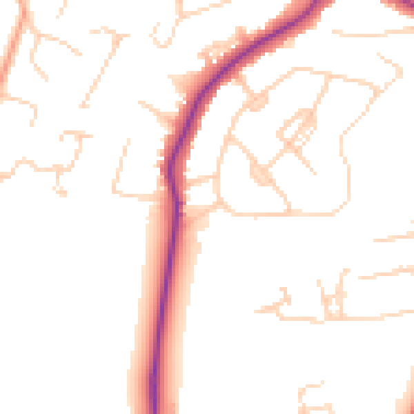 Daytime road noise heatmap for GU22 0BB