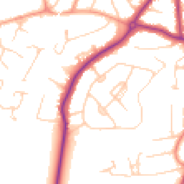 Daytime road noise heatmap for GU22 0BD
