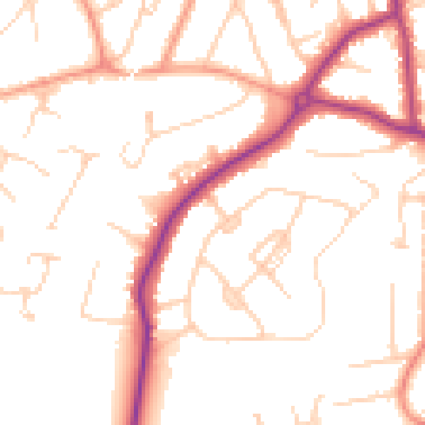 Daytime road noise heatmap for GU22 0BE