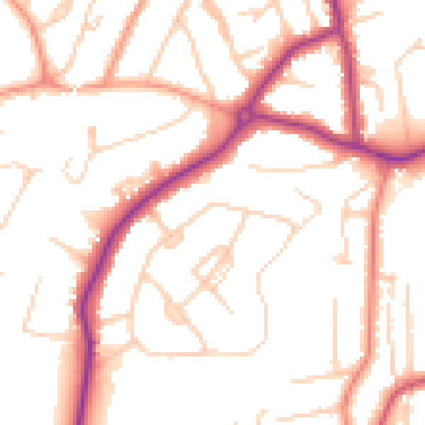 Daytime road noise heatmap for GU22 0BG