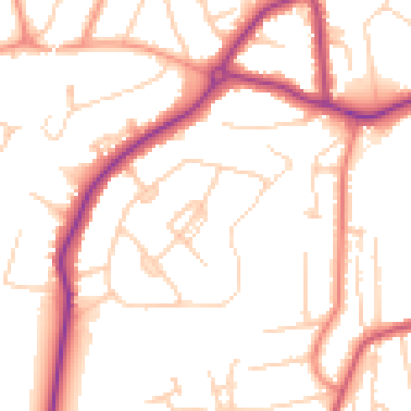 Daytime road noise heatmap for GU22 0BH